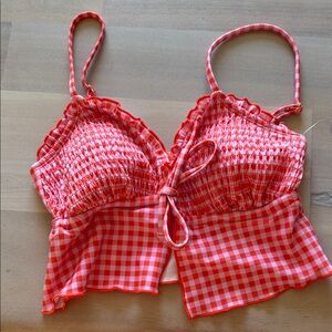 Red Gingham Bikini Top